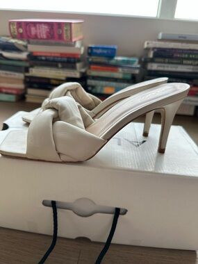 Aldo Cream Knotted Leather Slide Heel